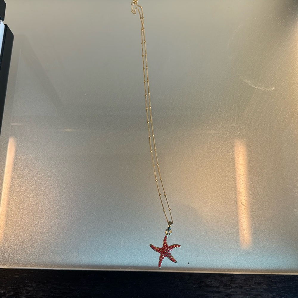 Gold And Pink Starfish Necklace
